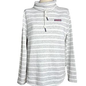 Vineyard Vines Grey Striped Funnel Neck Shep Shirt